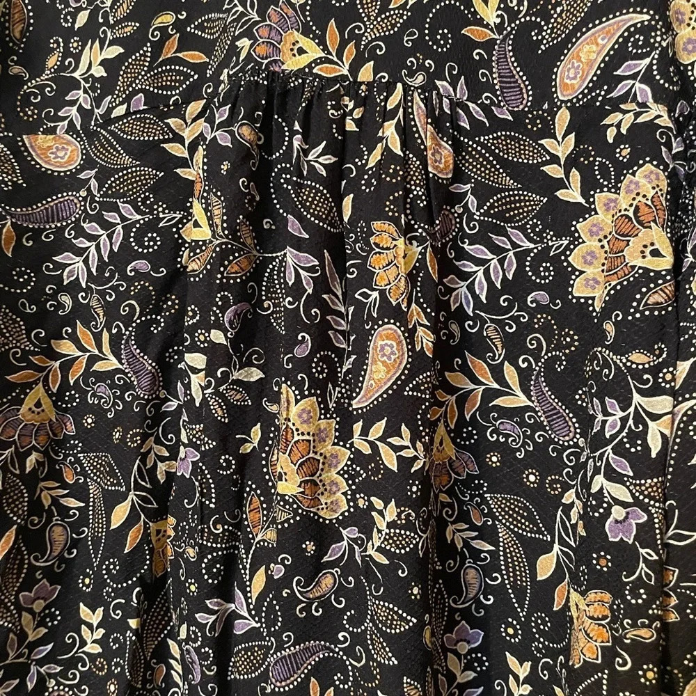 Michael Stars Women’s Alexei Printed Tie Neck Blouse 1X Diamond Jacquard NWT - Picture 6 of 12